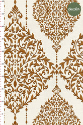 Golden Vuslat - Ottoman Style Damask Patterned Digital Printed Fabric
